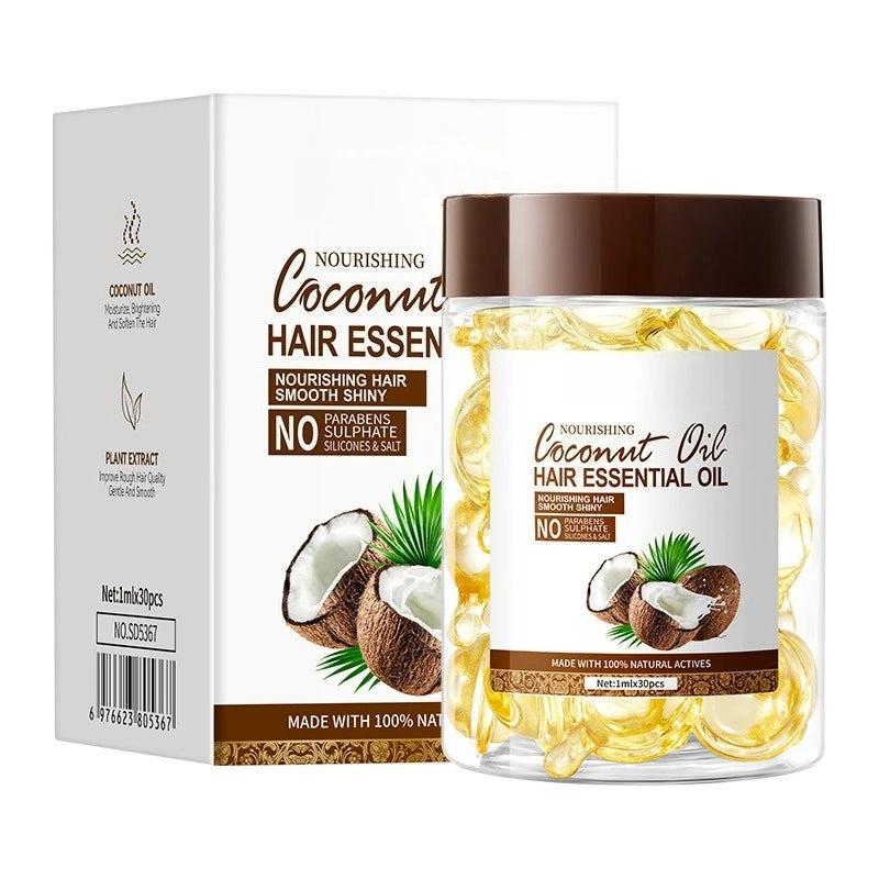 Hair Care Essential Oil Capsules Coconut Oil Nourishing Repair Rough Moisturize Hair Smooth Shiny Hair Care Conditioner Series
